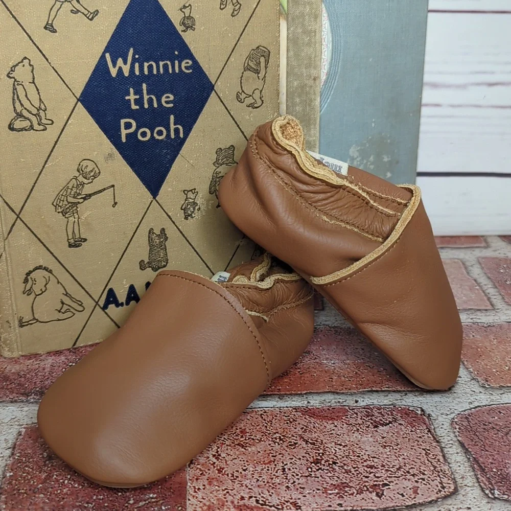 Mepiq Brown Leather Baby Walker Shoes 6-12 Mos.